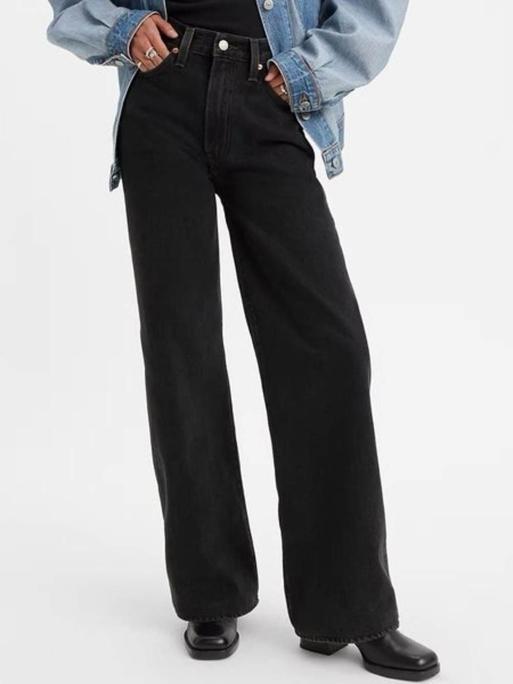 Levi’s ribcage wide leg jeans NEW 26 black